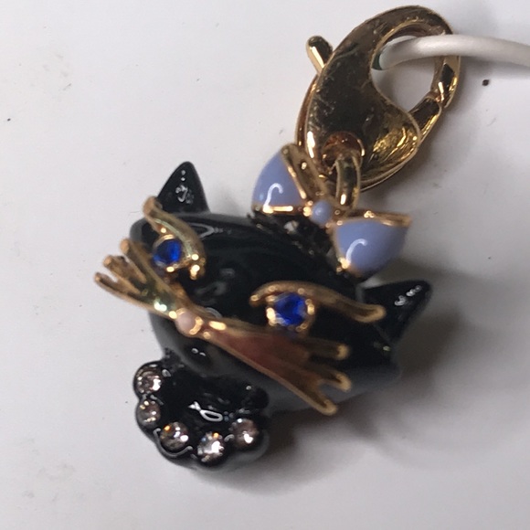 Kate Spade New York How Charming Black Cat with Blue Eyes Sparkly Dangle Charm - Picture 8 of 15